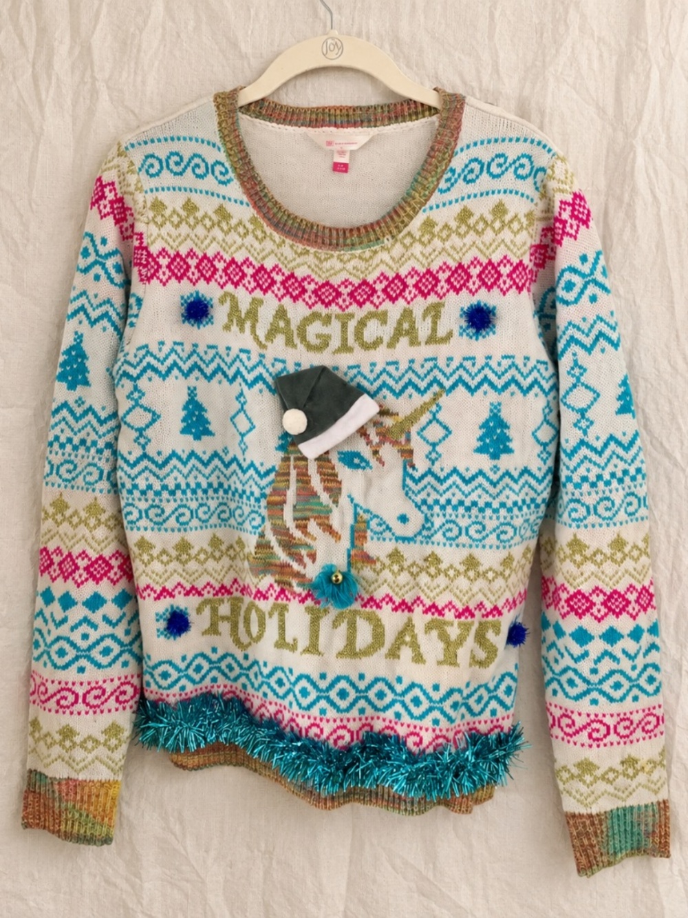 No Boundaries Magical Holidays Unicorn Fair Isle Ugly Sweater Jr L 11-13